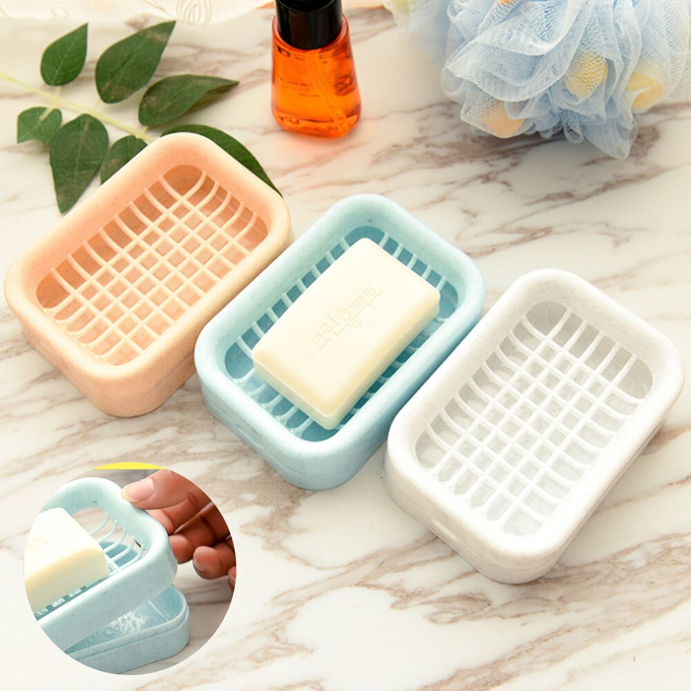 Caja de jabón de asfalto de doble capa creativa, soporte de jabón manual para baño, caja de jabón de plástico para lavar la cara
