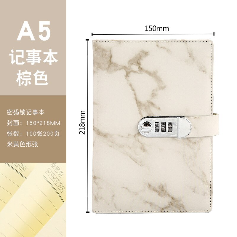 Kleurrijke Lock Notebook Secret Bescherming Planner Marbling Boek Code Boek School Briefpapier Schoolbenodigdheden: D