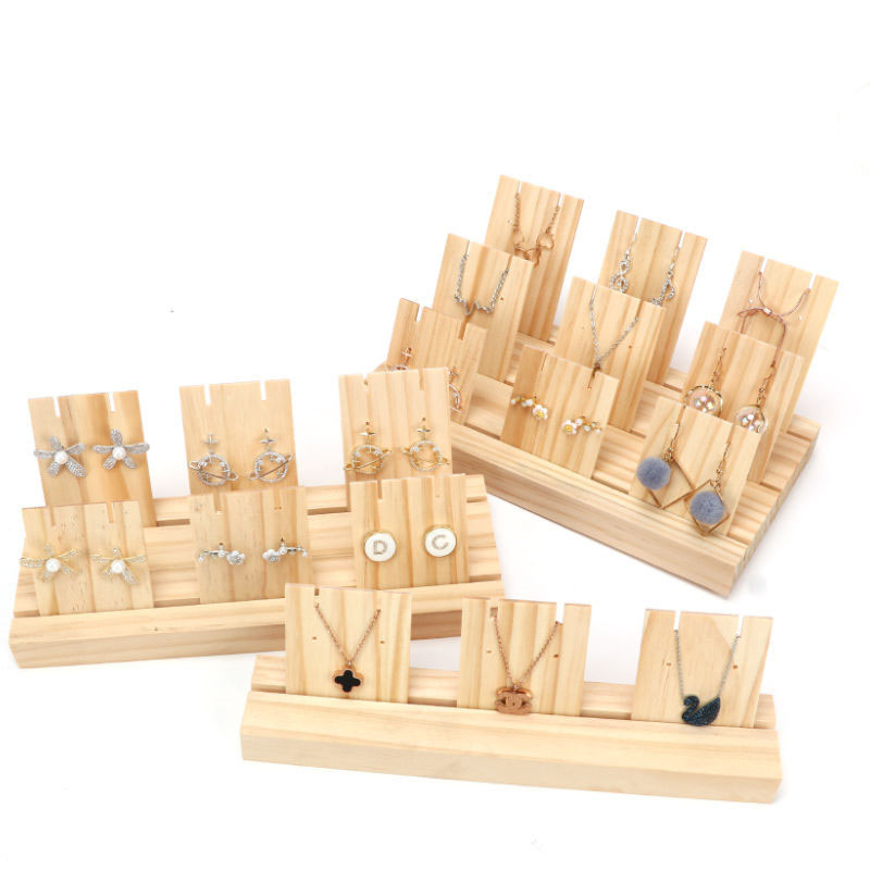 Hout Oorbellen Sieraden Hanger Organizer Houder Sieraden Rack Hanger Opslag Display Stand Gaten Houten Basis Voor Home Shop Decor