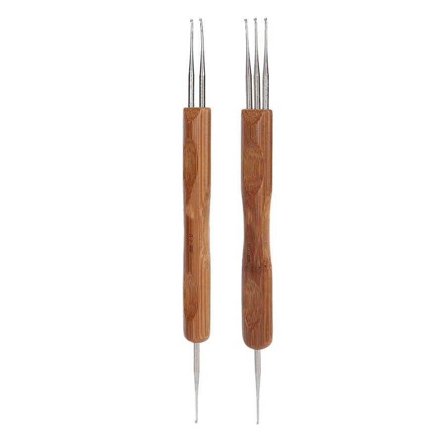 0.5 Mm Dreadlock Haak Haak Set Bamboe Handvat Diy Vlecht Haar Weven Pruik Maken Tool Pins Voor Haar Styling