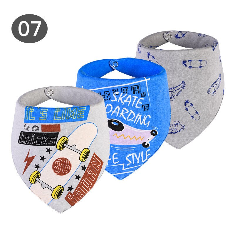 Slabbers Waterdicht voor 0-2 Jaar Oud 3 stuks/set Katoen Bandana Accessoires 3 lagen Cartoon Print Baby Driehoek handdoek: 7