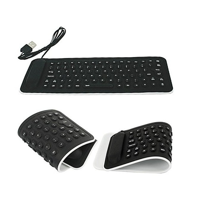 Draagbare Usb Mini Flexibele Siliconen Pc Keyboard Opvouwbaar Voor Laptop Notebook Black