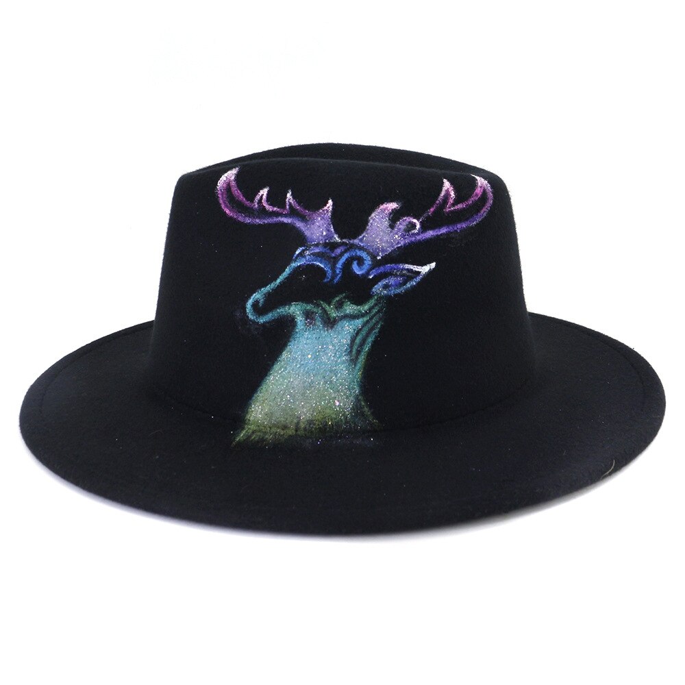 Vrouwen Brede Rand Herfst Fedora Hoed Vilten Hoeden Vintage Afdrukken Kerk Winter Vrouwen Hoeden MZ14: 10