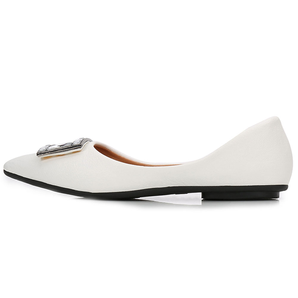 Bonjomarisa Dames Daily Casual Slip-On Flats Elegante Ondiepe Ol Flats Vrouwen Cool Metalen Decoreren Schoenen Vrouw