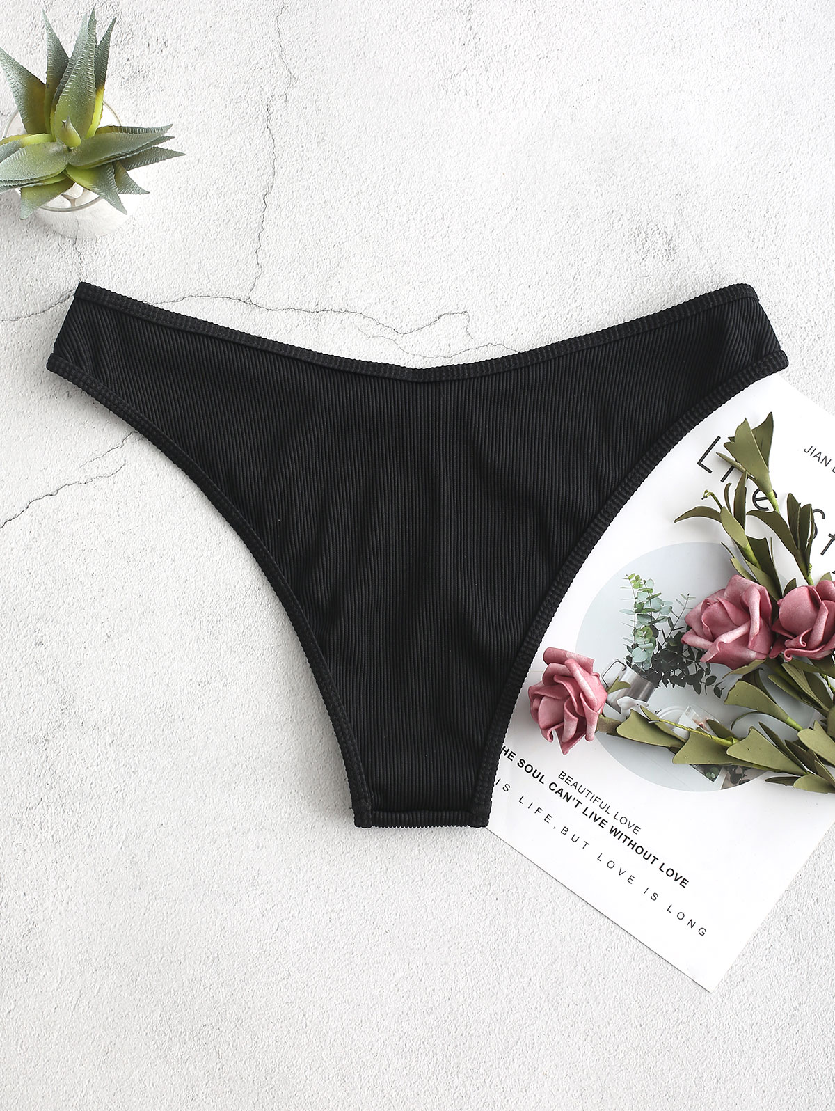 ZAFUL Rippen hoch schneiden Bikini Unterseite Frauen Solide Schwimmen Unterhose Ein Stück kurze Hose Sommer sexy Strand Bademode Badeanzug
