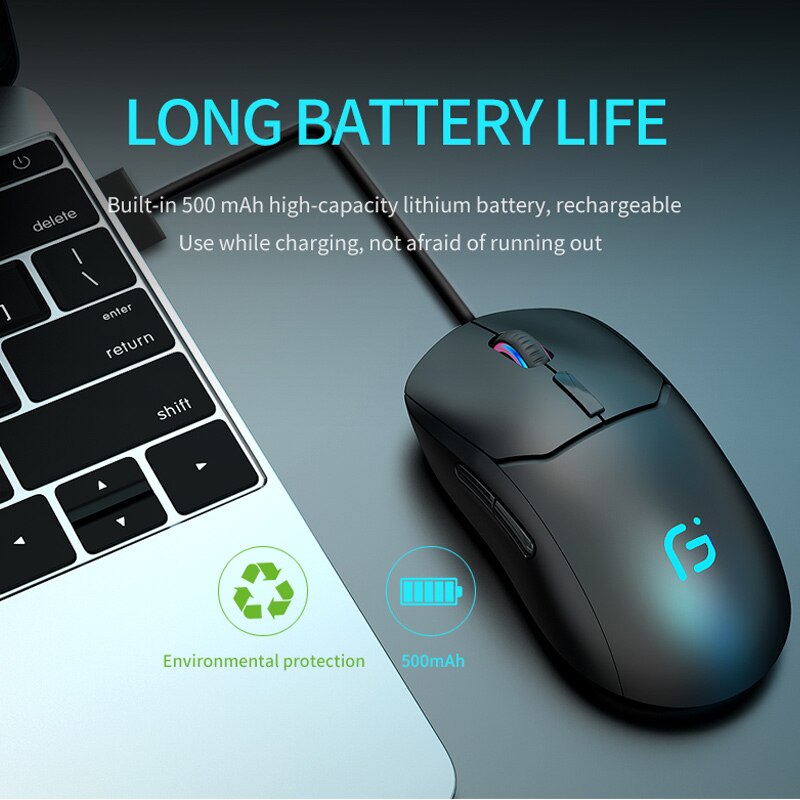Wireless Gaming Mouse Bluetooth 5.0+2.4G Mouse Gamer Rechargeable 2400DPI Optical Ergonomic Computer Mouse Wireless For Laptop