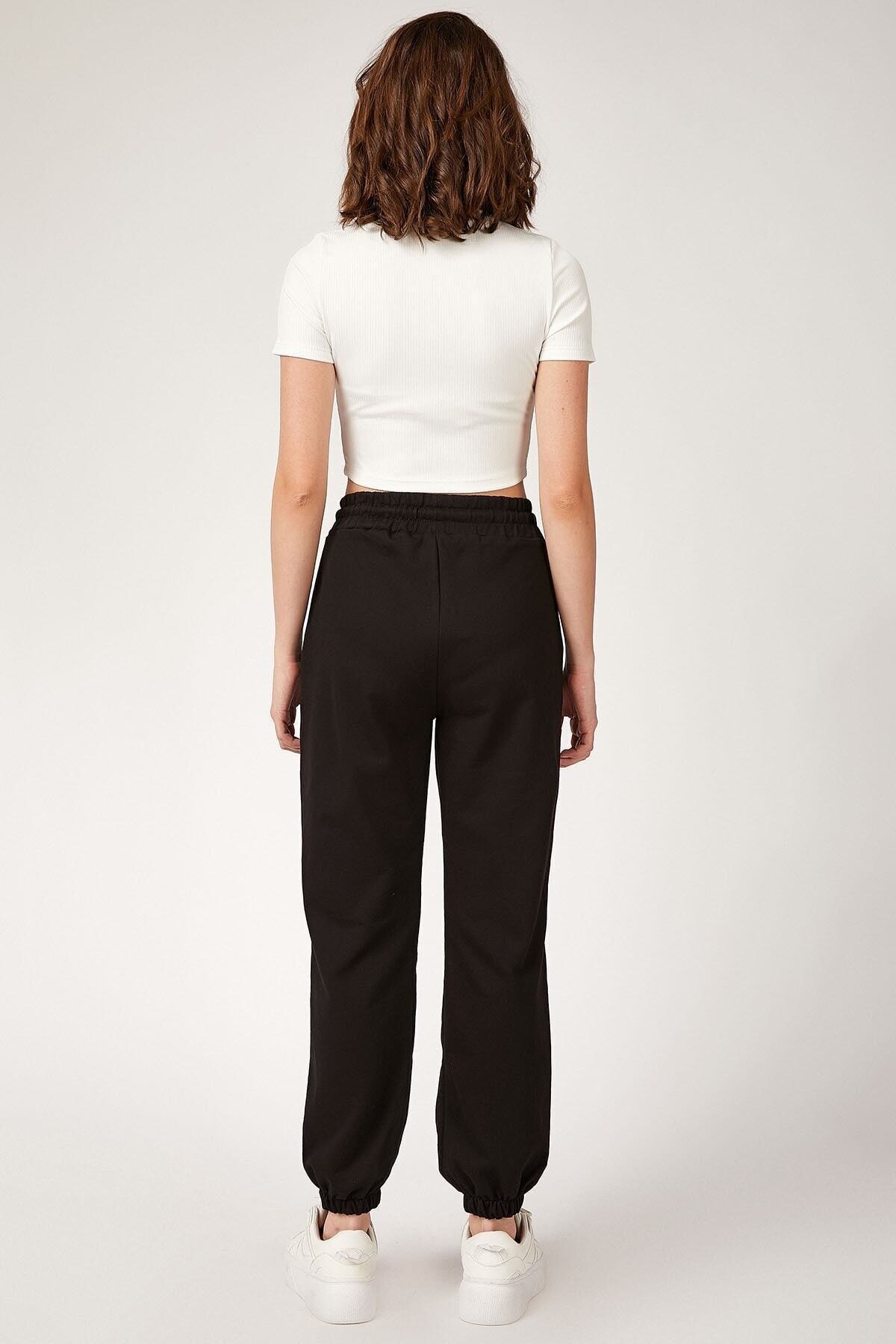 Pantalon de survêtement poche noir femme