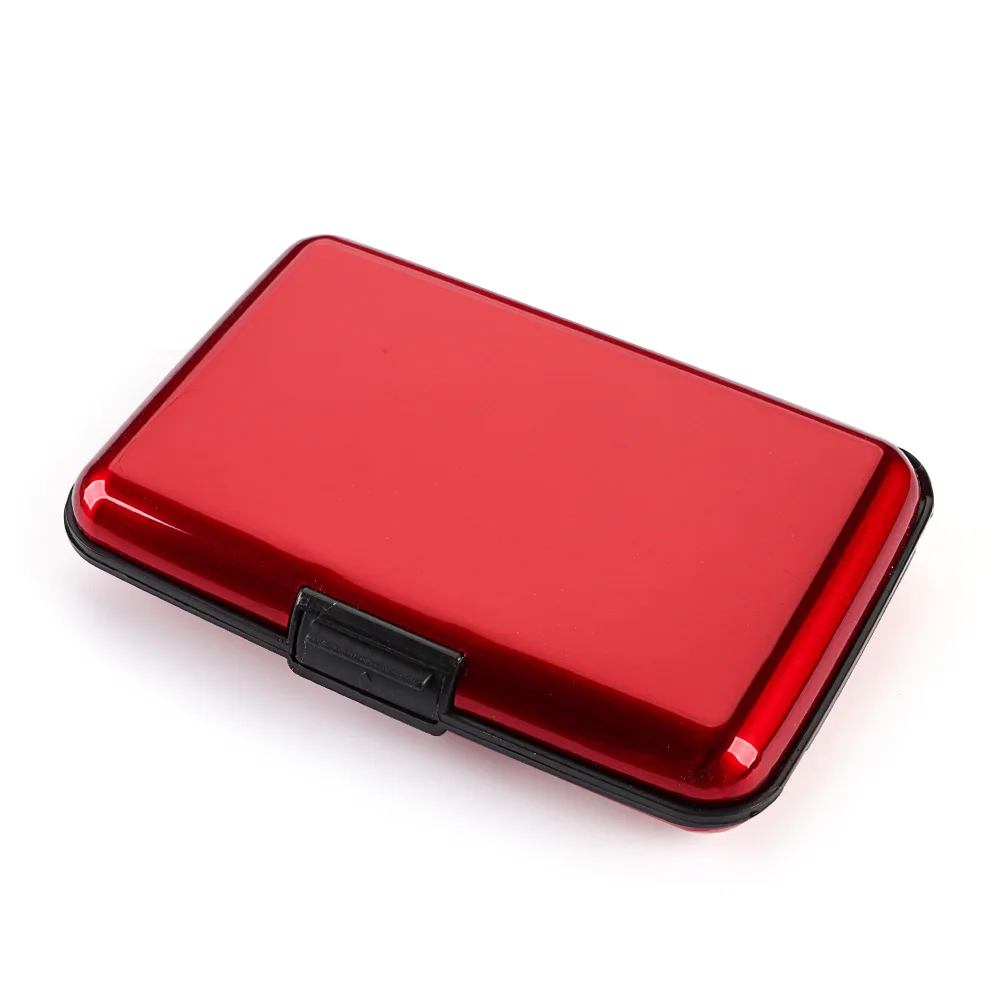 Aluminum Anti-Theft Wallets RFID Blocking Credit Card Holder RFID Wallet Metal Waterproof ID Card Case Coin Purse for Men Women: Red