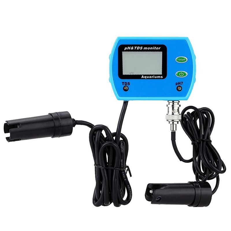 pH TDS Electrode Meter Precise LCD PH tds Monitor Aquarium SPA Swim Water Analyzer Online pH TDS Tester Green Backlit