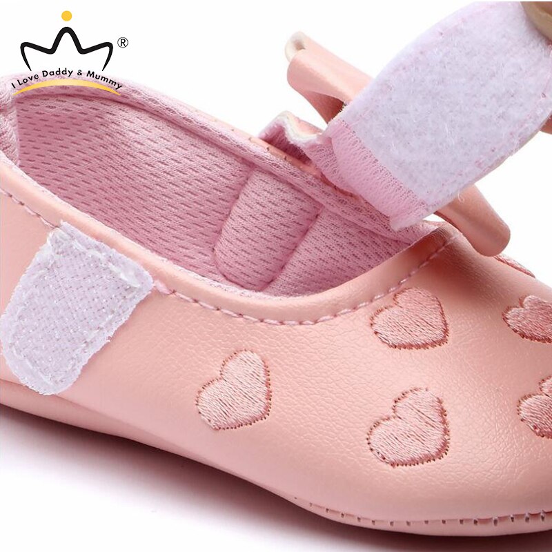 Rosa sløyfe prinsesse baby jente sko pannebånd sett pu leatherr myk bomull anti slip småbarn sko jenter sommer baby sko