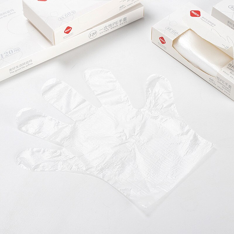 60/120PCS Box Disposable Gloves Transparent Thin Vinyl Gloves Eco-friendly Kitchen Baking Gloves Household Garden Cleaning Glove