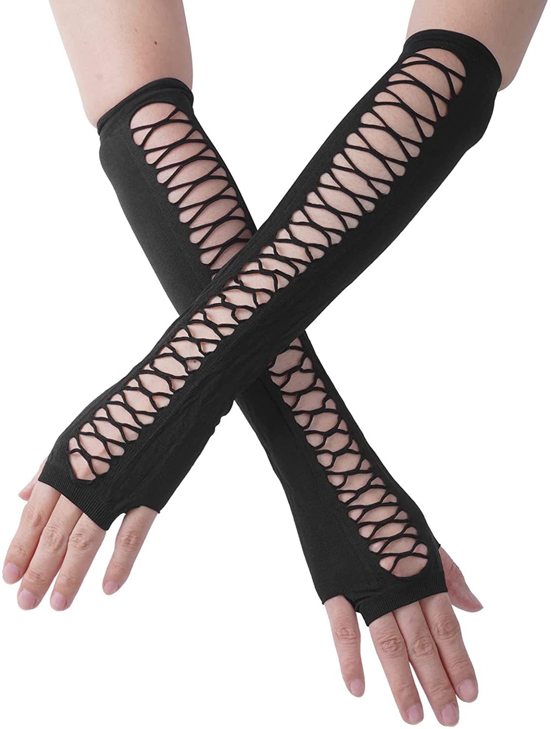 Emo Fingerless Gloves women Punk Dark Gothic Cuff Men Hip Hop Hollow Out Rock Gloves E-GIRL Grunge Emo Accessories Mall Goth: Default Title