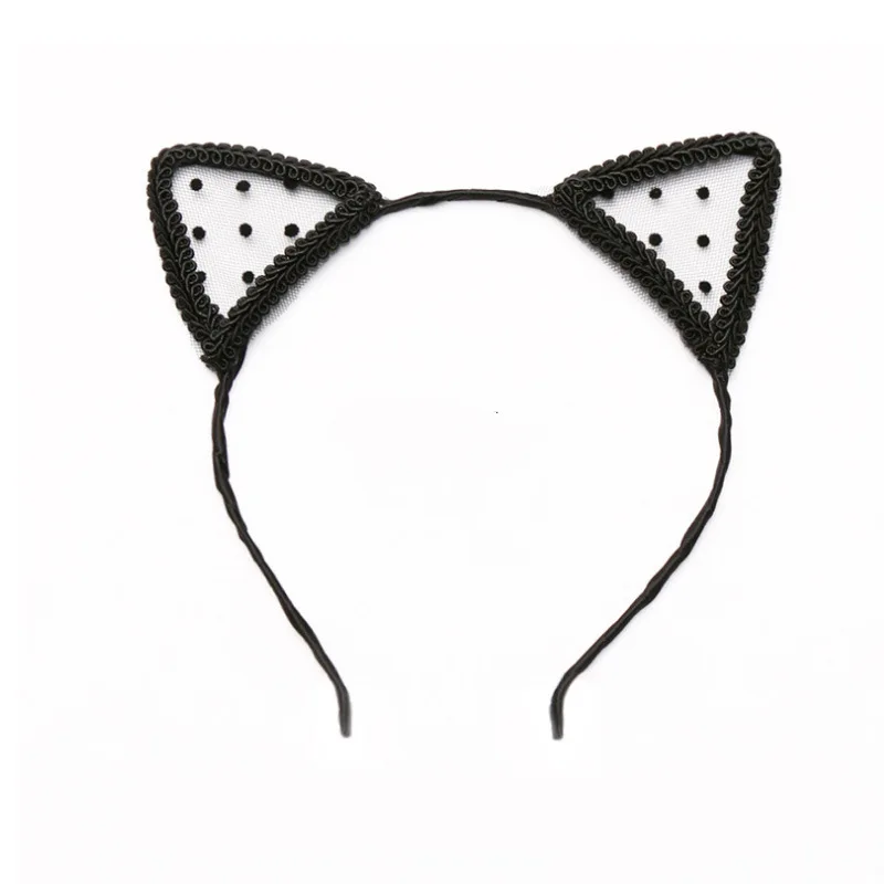 Women Sexy Black Cat Ears Head Bezel Lace Lady Hairband Cosplay Headwear Headband Girl Birthday Party Hair Accessories: SKY BLUE