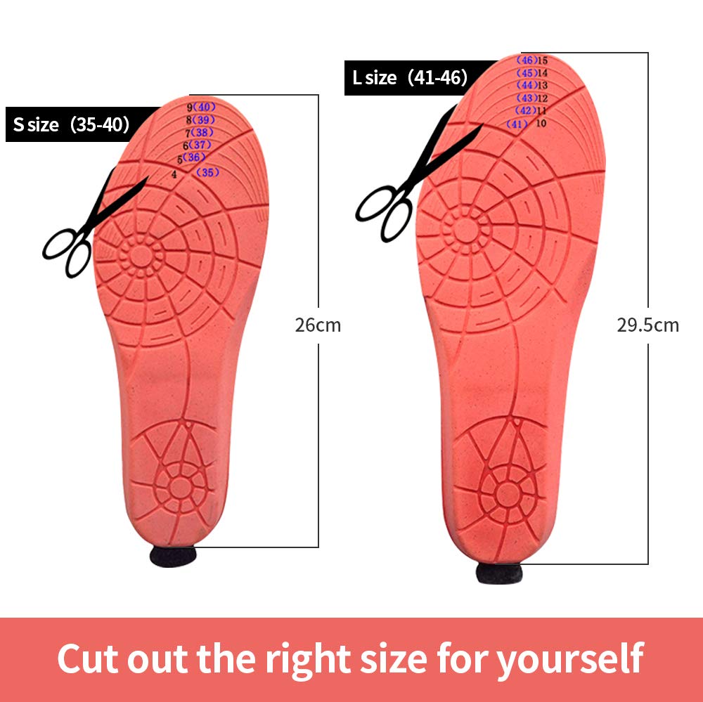 USB Verwarmde Inlegzolen met LED Draadloze Afstandsbediening Oplaadbare Verwarming Warm Pad Winter Sport Ski Thermische Binnenzool: 41-46 Red