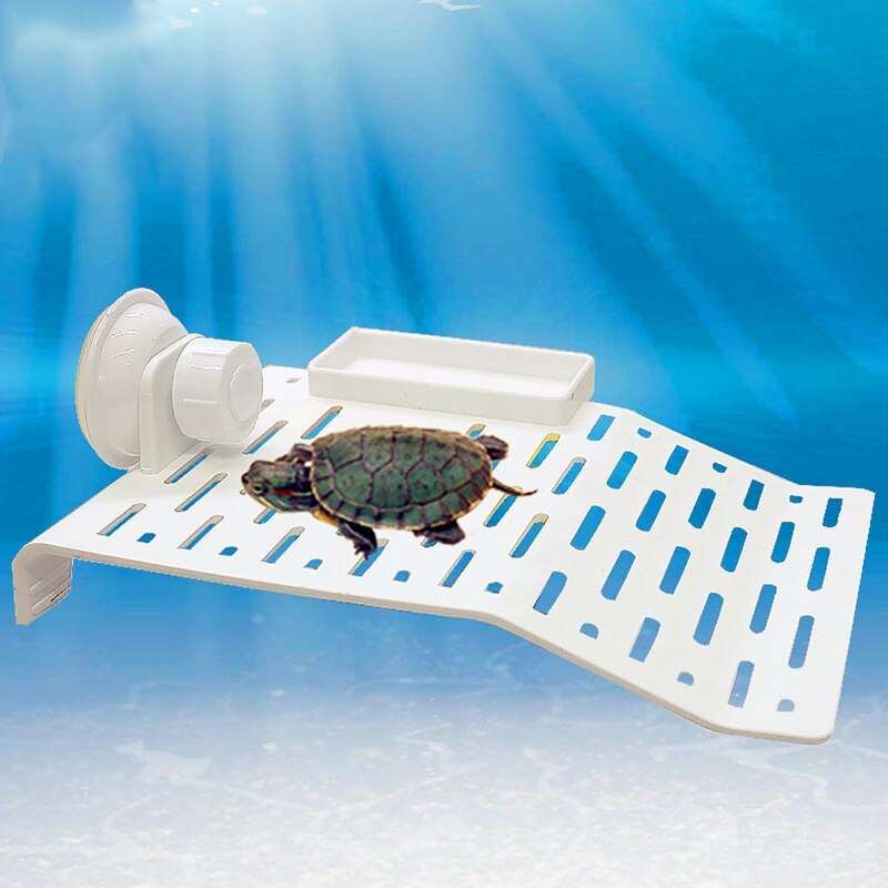 J2FB Floating Turtle Basking Platform with Suction Cups Plastic Island Dock Climbing Ladder for Aquatic Turtles Small / Large