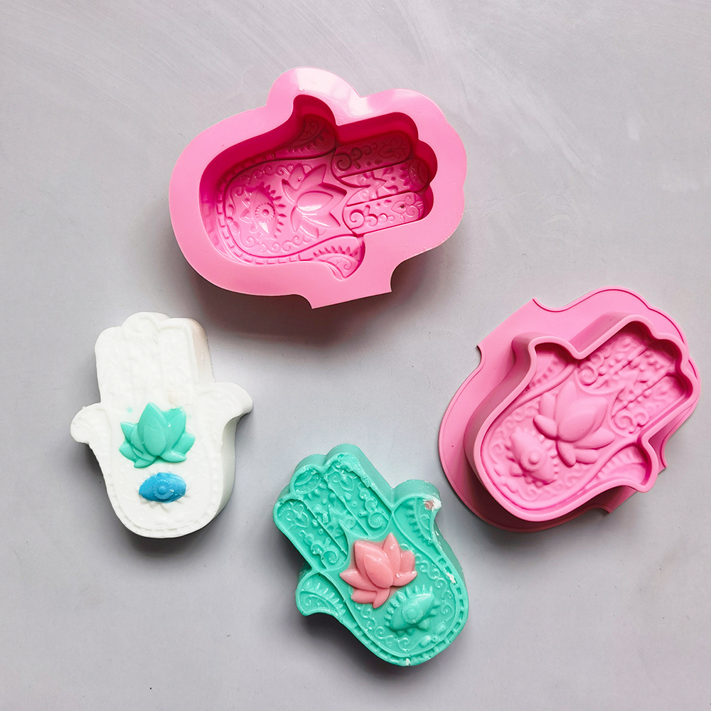 Moldes de silicona para jabón, molde hecho a mano para jabones de baño en forma de palma, suministros de cera, molde para hacer velas, 2/4 Uds.