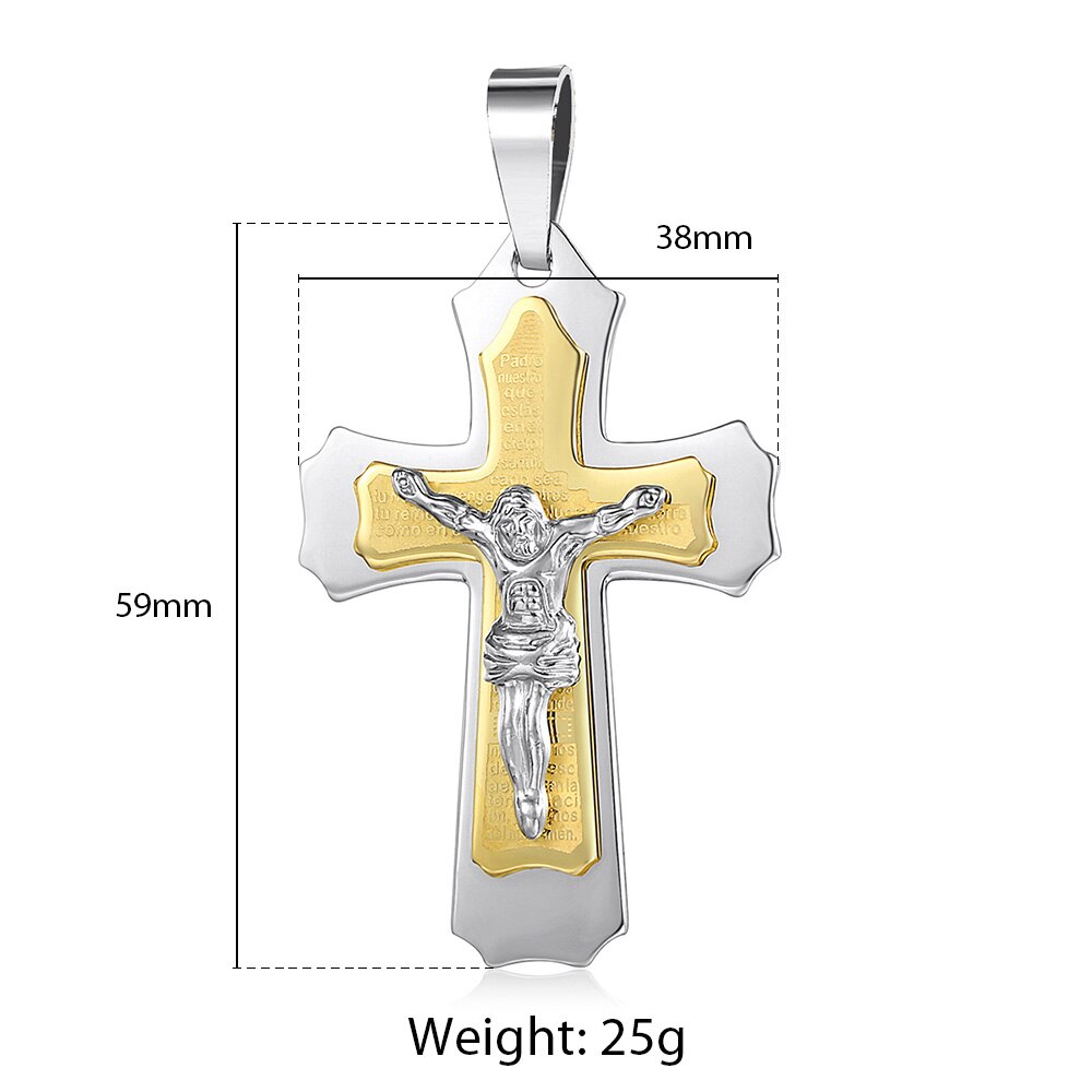 Trendsmax Men's Jesus Cross Pendant Stainless Steel Charms Gold Silver Color Male Jewelry KPP3: KP622