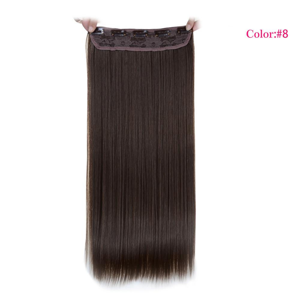 Valen Pruiken 22 inch 5 Clips In Een Stuk Pure Kleur Straight Stijl Haar Clip Op Een Stuk Synthetisch Haar extensions Voor Vrouwen: #8