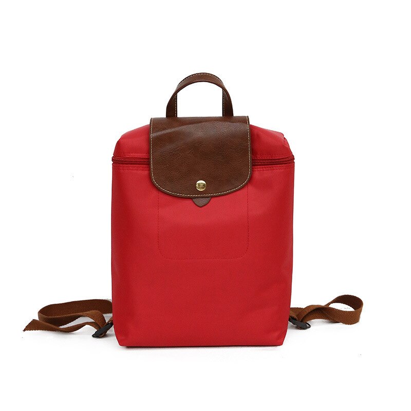 Sac à dos en nylon imperméable pour femme, style école, voyage, voyage: Rouge
