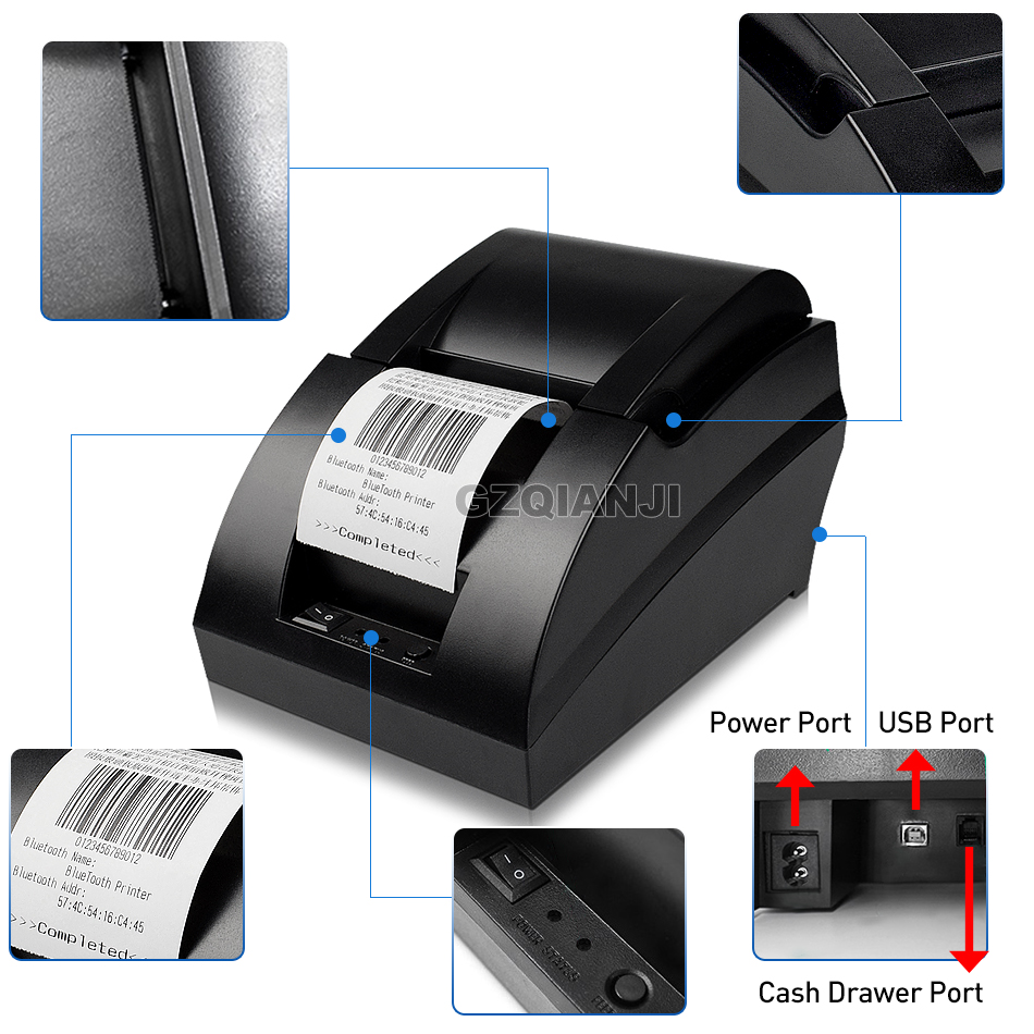 58mm thermal USB Bluetooth 2 inch receipt Bill printer 58mm usb thermal printer usb pos system for supermarket