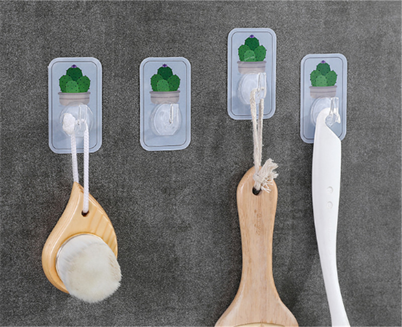1PC Cactus wall hook Strong Self Adhesive Colorful Flower Wall Hooks Hanger Kitchen Bathroom Sticker Racks Hook
