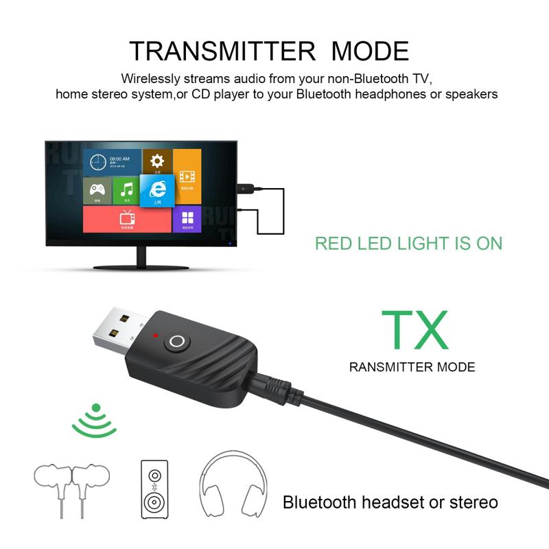 3 In 1 Bluetooth 5.0 Audio Receiver Transmitter 3.5mm Jack AUX USB Stereo Music Wireless Adapter Bluetooth Receiver Transmitter