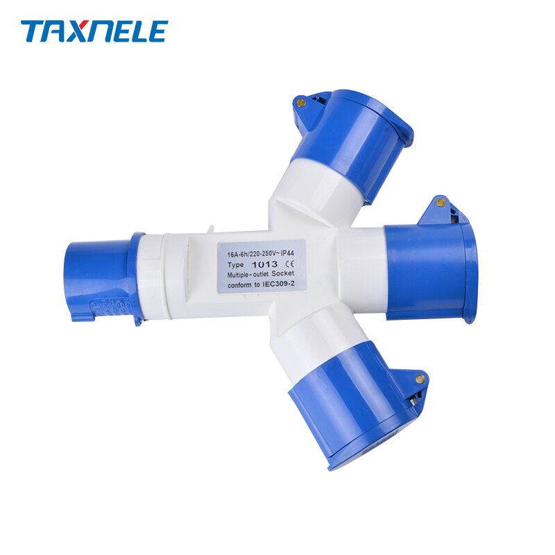Industrial Multi-functional 3 Pin 16A 220V 2P+E 1 Plug 3 Connnector Waterproof Dustproof IP44 Three-way Plug Socket