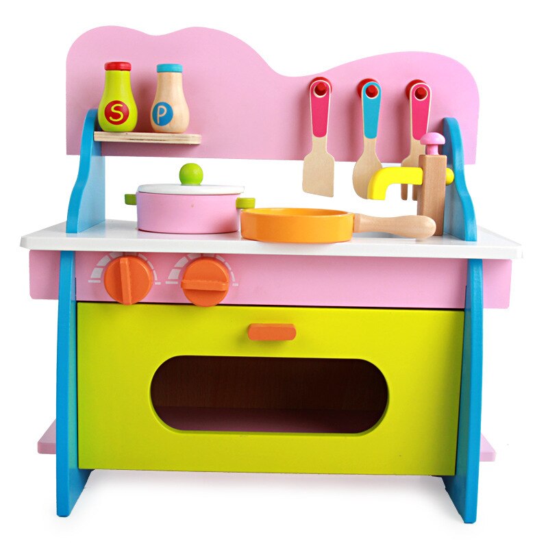 Nuovo Stile per Bambini di Legno cucinino impostato Educativi CHIARISCA IL Giocattolo per Bambini della Casa del Gioco Modello di Cucina Giocattolo: YLB  rosa  colorato Kitchen