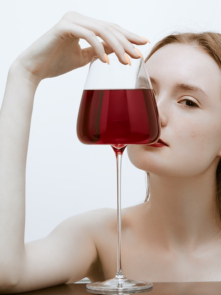 Copa de vino tinto hecha a mano de fondo convexo creativa, cristal ultrafino burdeos, copa de Arte de degustación de vientre grande, 270-600Ml