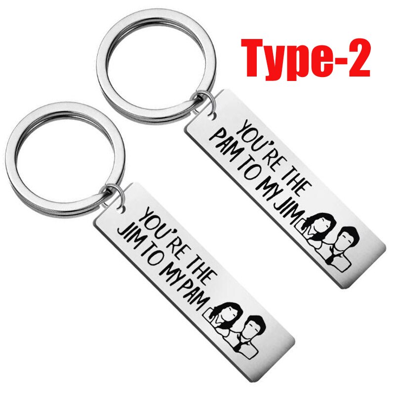 2Pcs The Office Keychain Pam and Jim Keychain You are The Pam to My Jim TV Show Inspired Boyfriend Girlfriend Couples: Type2
