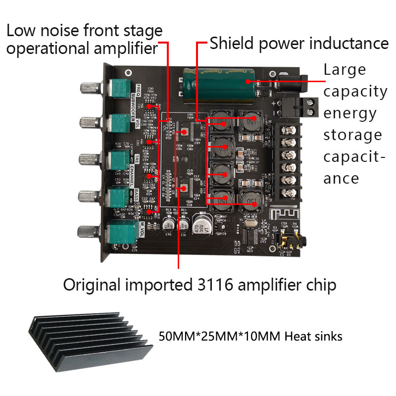 ZK-TB21 tpa3116d2 bluetooth 5.0 subwoofer amplificador placa 50wx2 + 100w 2.1 canais de potência o placa amplificador estéreo