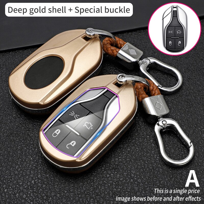 Télécommande en fibre de carbone ABS, etui clés, pour Maserati Ghibli Levante Quattroporte GT Granturismo cool, GranCabrio: Deep gold