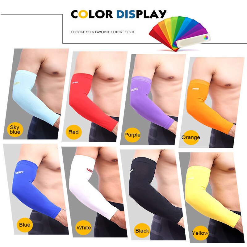 AOLIKES-Calentadores de brazo elásticos para baloncesto, manguitos de voleibol, transpirables, coderas de ciclismo, soporte de compresión, 1 unidad