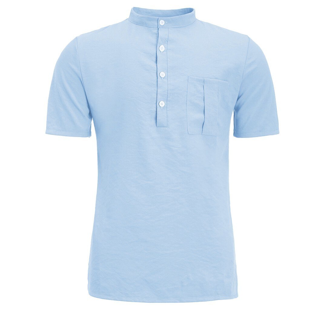Jaycosin herre skjorte plus størrelse massiv hamp knap korte ærmer herre skjorter sommer bluse top skjorte herre camisa masculina 19 jul 9