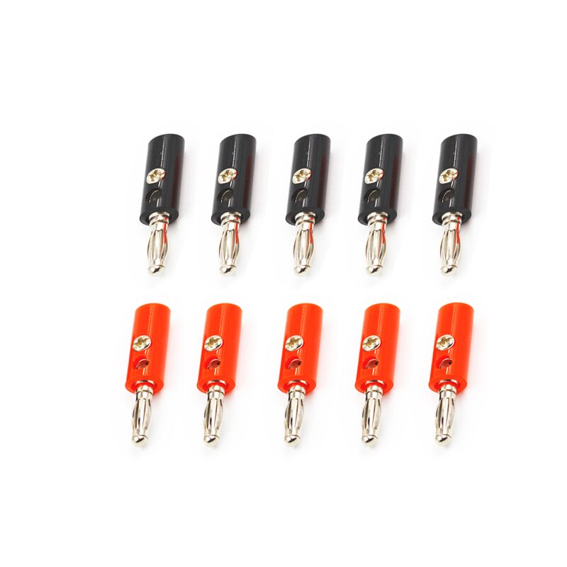 10 Stks/partij Audio Speaker Schroef Banaan Plaat Stekkers Connectors 4Mm Zwart Rood Solderless Kant Stapelbare Banaan Connectoren: BLACK RED 5 Pairs