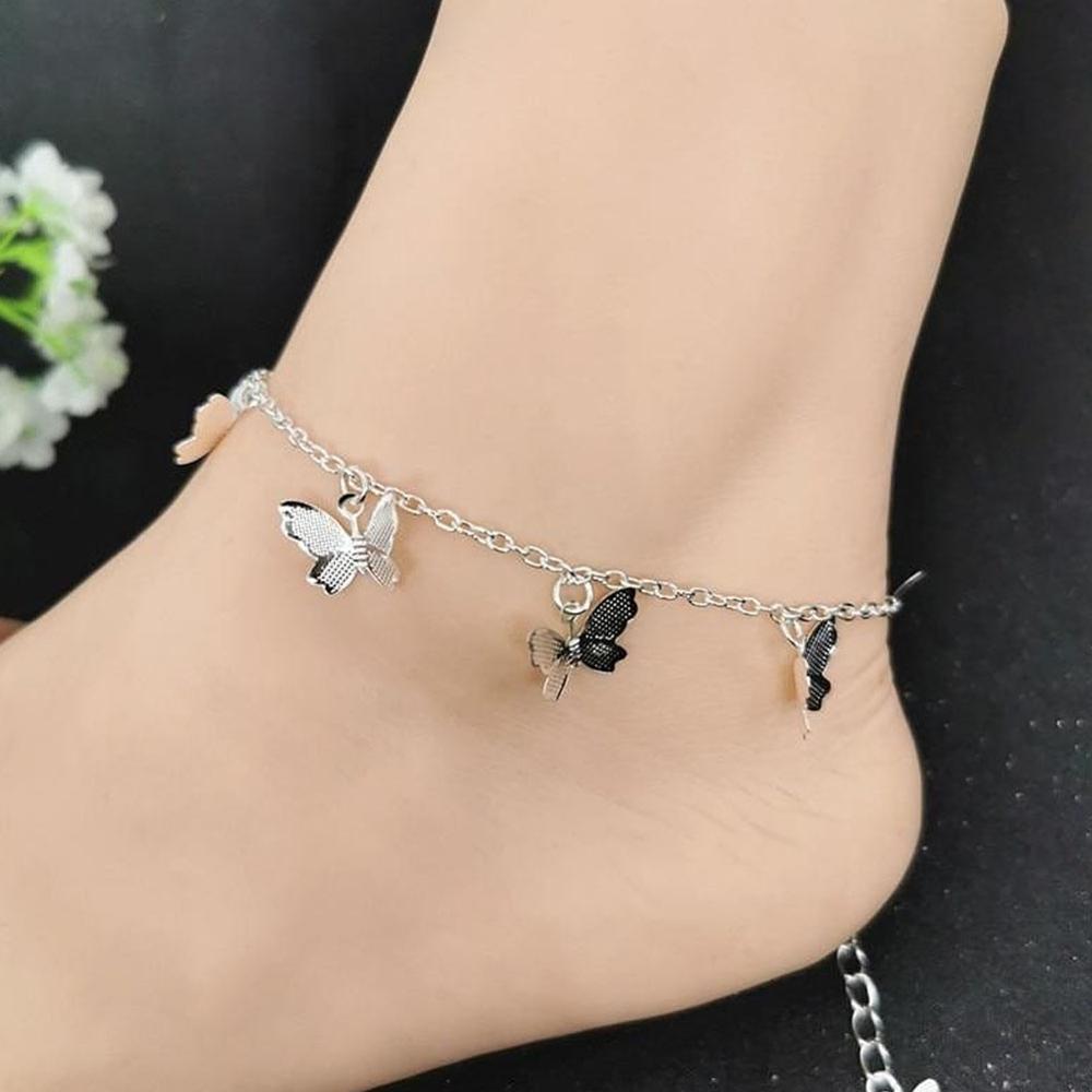 Stonefans Bohemian Beach Anklet Bracelet Gold Butterfly Pendant Jewelry Metal Butterfly Foot Chain Anklet for Women Jewelry