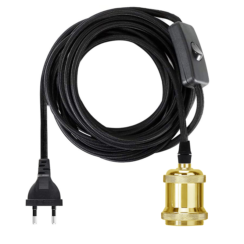 Support de lampe suspendue en métal E27, 3.5M, avec câble et prise, avec prise ue, câble de lampe Vintage: Ivoire
