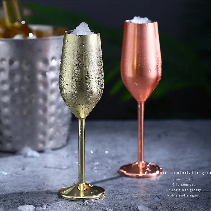 Rustfrit stål champagne kop vinglas cocktail glas metal vin glas bar restaurant bæger romantisk rødvin glas bedste pris
