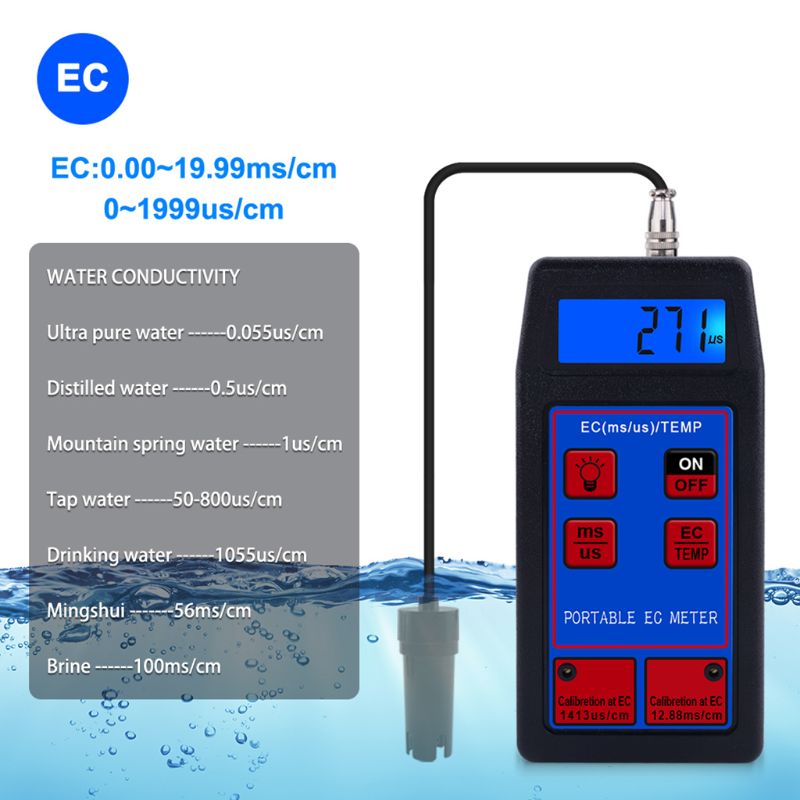 EC-8423 Digital EC Meter 2 in 1 TEMP EC Tester Conductivity Meters Water Test Tool for Pool Drink Water Aquarium Lab