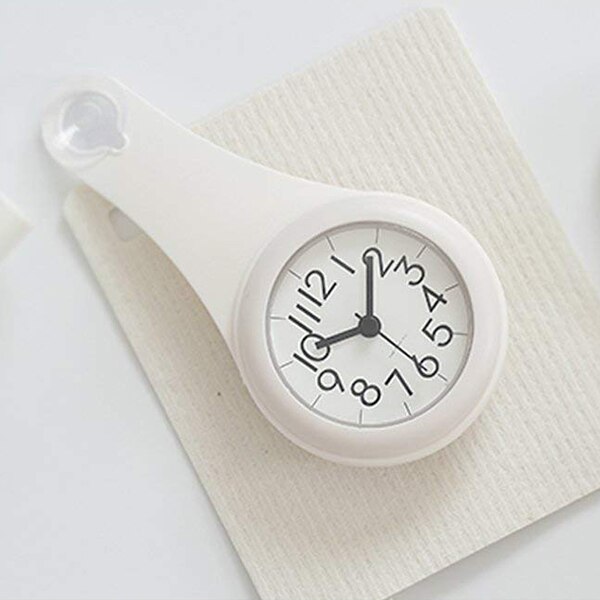 Bathroom waterproof anti-fog suction cup wall clock bathroom suction cup clock(white)