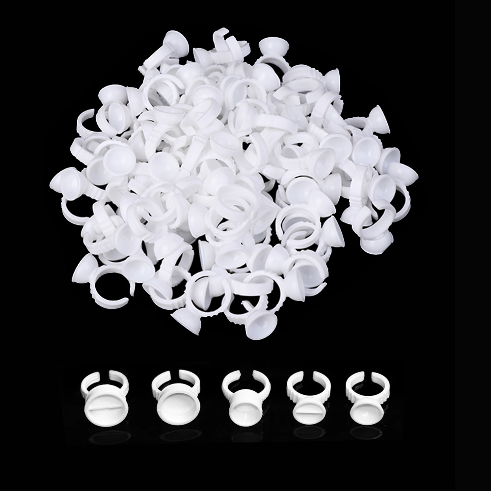 Anillos de pegamento para pigmento Microblading, soporte para tinta de tatuaje S/M/L, accesorios de maquillaje para cejas, tazas de pegamento para extensión de pestañas, 100/1000 Uds.