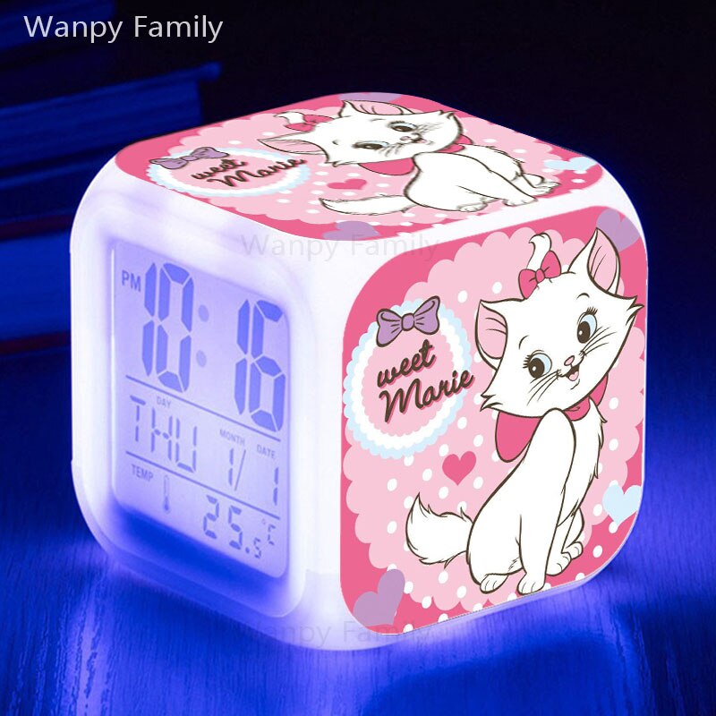Sehr Ziemlich Marie katze Wecker LED Großen Bildschirm Display Zeit Datum Für Kinder Geburtstag Multifunktio digitale alarm uhren: Rot