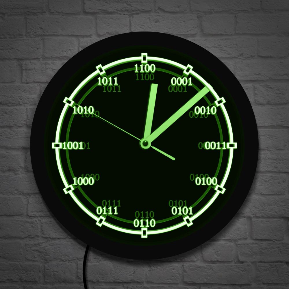 Reloj de pared decorativo de código binario, con retroiluminación LED, números de matemáticas, ecualización, letrero LED de neón, educativos para profesores