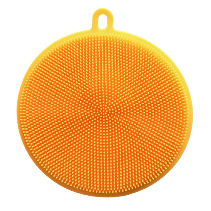 Silicone Wash Dish Brush Multipurpose Antibacterial Cleaning Kitchen Tool Scrubber UND: Yellow