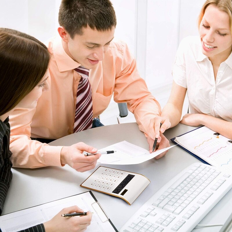 Calculator,10 Digits Solar Battery Basic, Dual Powered Desktop Calculator,Tilted LCD Display Slim Desk Calculator