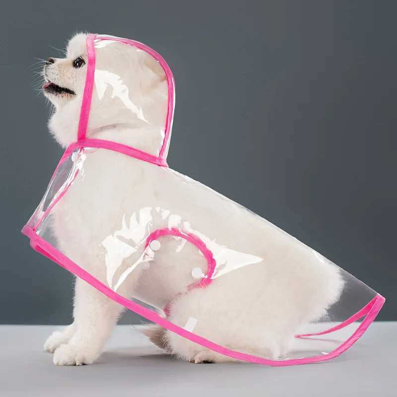 Pet Dog Raincoat Waterproof Pet Clothes Hooded Rain Jacket for Small Medium Dogs Transparent Plastic Puppy Rain Poncho Rainwear: M / Pink