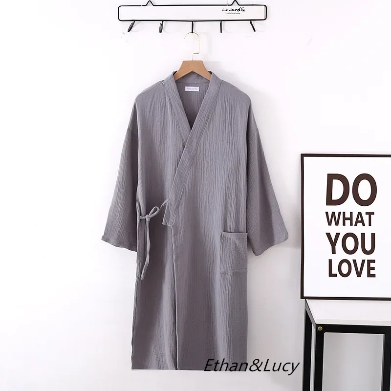 Løs plus size kvinders hjemmetøj natkjole til efteråret morgenkåber til kvinder flerfarvede lange ærmer kimono bomuldsbadekåber: Xl / Blå