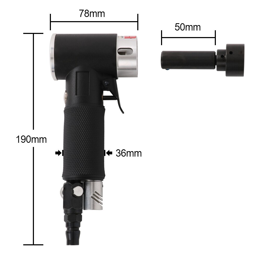 Lijadora de aire, pulidora de alargamiento de 50/90mm, Mini conjunto de lijadora neumática de 2/3 pulgadas, disco de belleza automática para carpintería, versión larga: Blcak 50mm longer