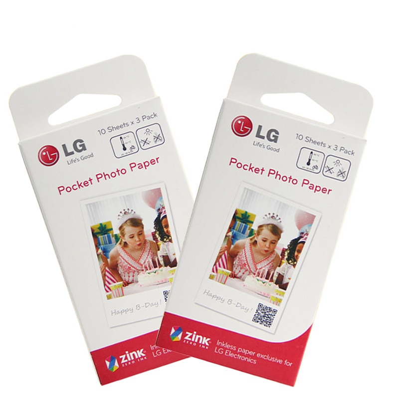 2Pcs 30 Blätter/Box Nicht Klebrig Zink Foto Papier 5*7,6 cm (2x3-inch) für LG PD221 PD233 PD239 PD251 PD261 Tragbare Foto Drucker