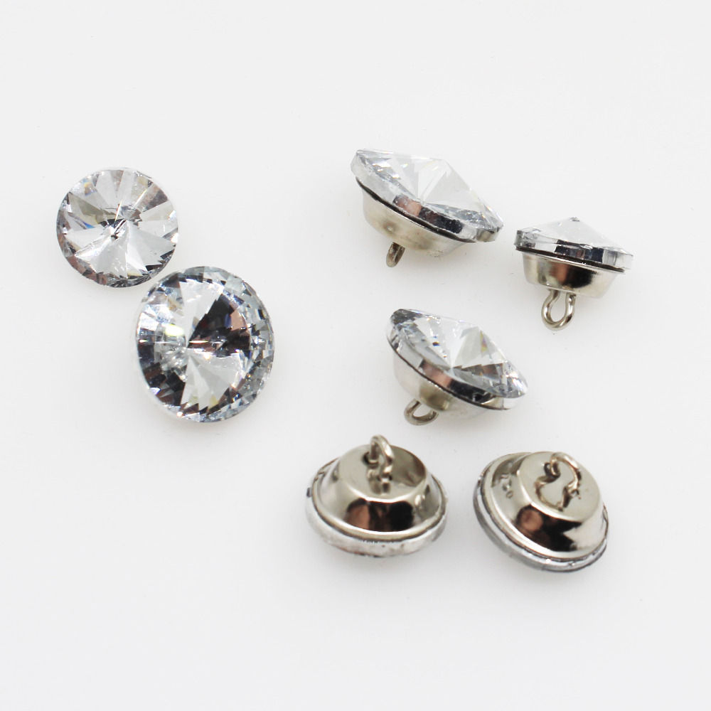 Botones de cristal transparente con diamantes de imitación para decoración de niños, suministros de bordado, manualidades de costura, decoración de boda, 10 Uds.